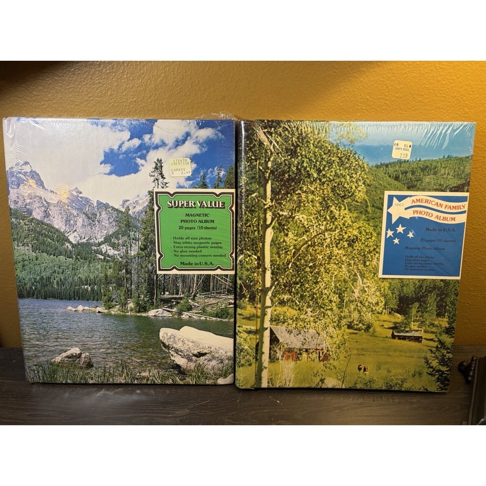 Vintage 80s Magnetic Photo Album Set Mountain Water Scenery NOS American Family